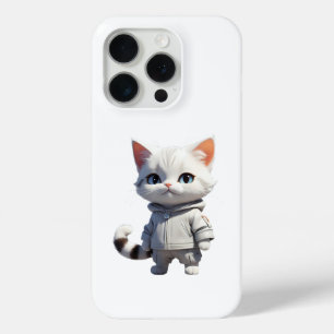 Cool and Adorable Cat Illustration iPhone 15 Pro Case