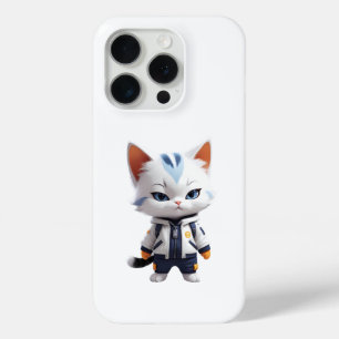 Cool and Adorable Cat Illustration iPhone 15 Pro Case