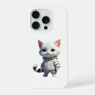Cool and Adorable Cat Illustration iPhone 15 Pro Case