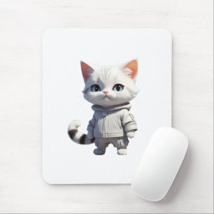 Cool and Adorable Cat Illustration Mouse Mat
