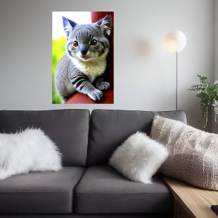 Cool and adorable Hybrid Cat Koala   AI Art Poster
