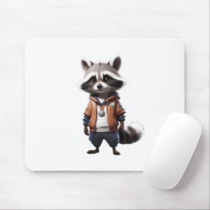 Cool and Adorable Racoon Illustration Mouse Mat