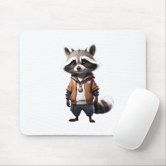 Cool and Adorable Racoon Illustration Mouse Mat