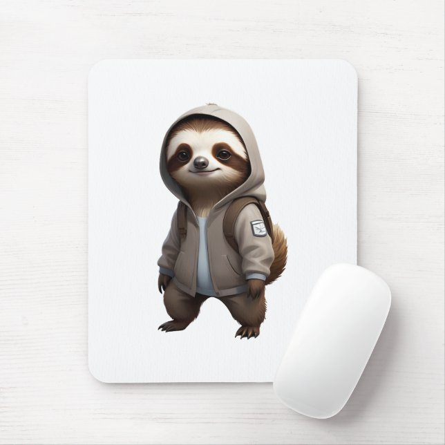 Cool and Adorable Sloth Illustration Mouse Mat (With Mouse)