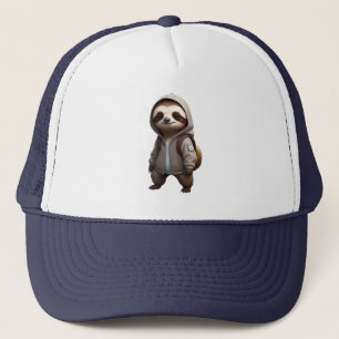 Cool and Adorable Sloth Illustration Trucker Hat