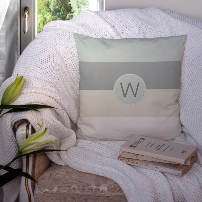 Cool and Calming Stripes Pattern with Monogram Cushion (Creator Uploaded)
