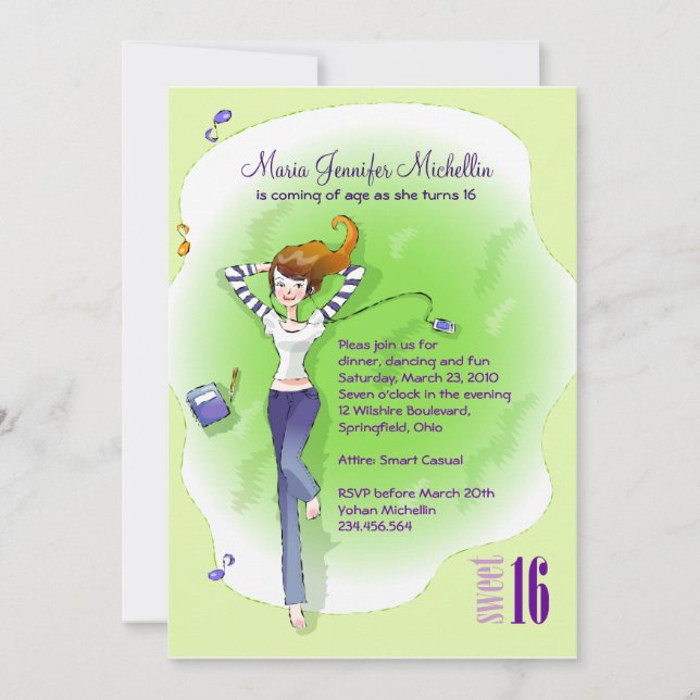 Cool and Chill Sweet 16 Birthday Party Invitation (Front)