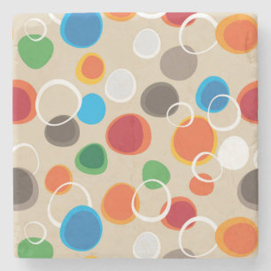 Cool and Colorful Hand Drawn Circles and Bubbles Stone Coaster