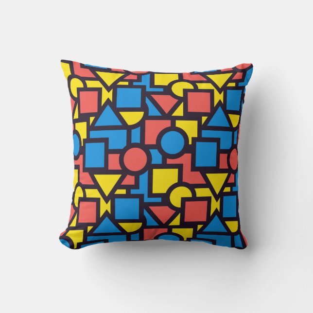 Cool and Colourful Abstract Shapes Design Cushion (Front)