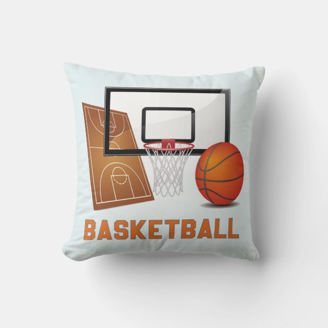 Cool and Colourful Basketball Sports Elements Cushion (Front)