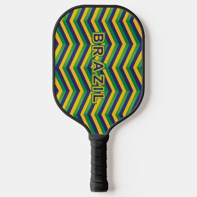 Cool and Colourful Brazilian Flag Colours Pickleball Paddle (Front)