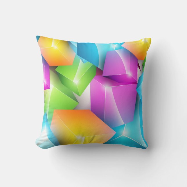 Cool and Colourful Group of 3-D Cubes Cushion (Front)
