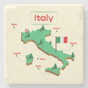 Cool and Colourful Italy Map Stone Coaster