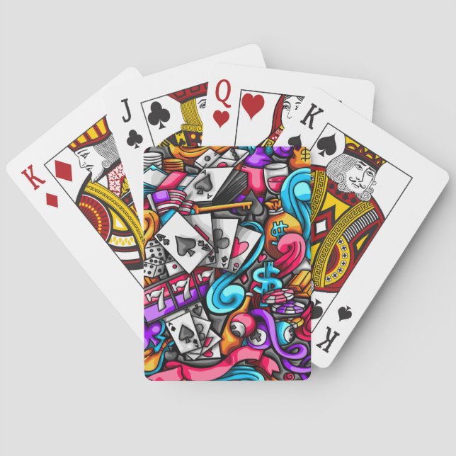 Cool and Colourful Las Vegas Casino Gambling Doodl Playing Cards (Back)