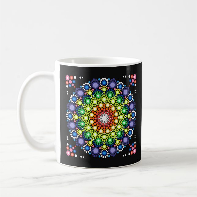 Cool and Colourful Mandala Floral Pattern Coffee Mug (Left)