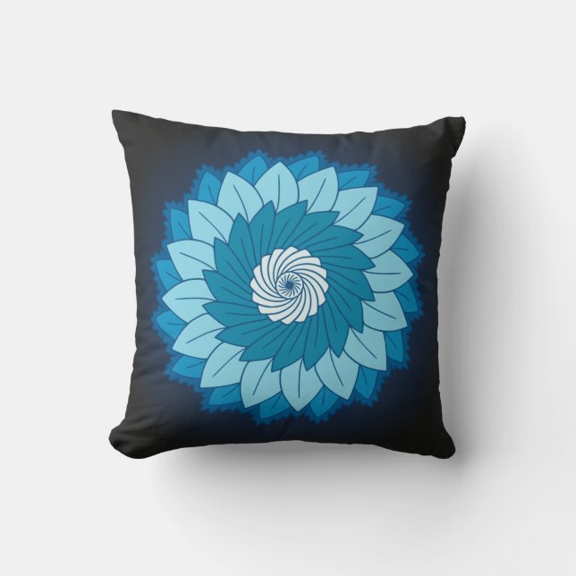 Cool and Colourful Mandala Pattern Blue Flames Cushion (Front)