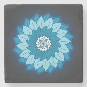 Cool and Colourful Mandala Pattern Blue Flames Stone Coaster