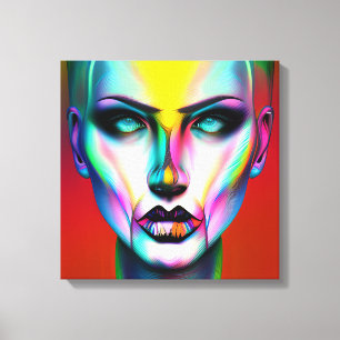 Cool and Creepy Colourful Androgynous Robot  Canvas Print