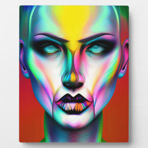 Cool and Creepy Colourful Androgynous Robot Plaque