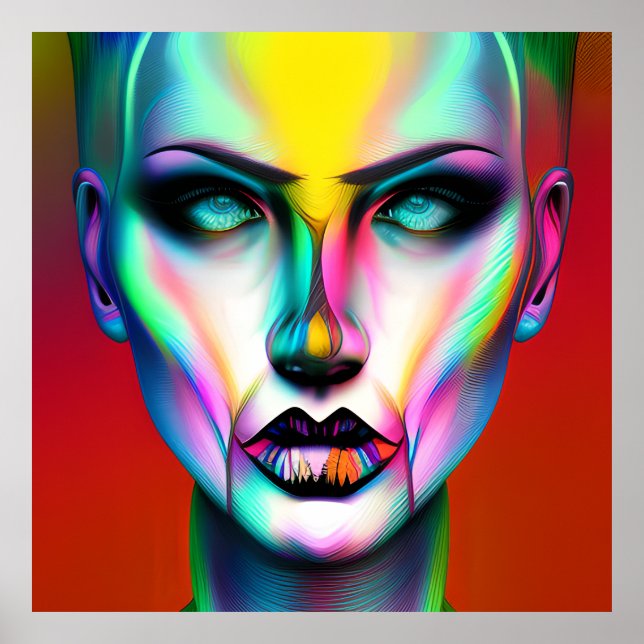 Cool and Creepy Colourful Androgynous Robot  Poster (Front)