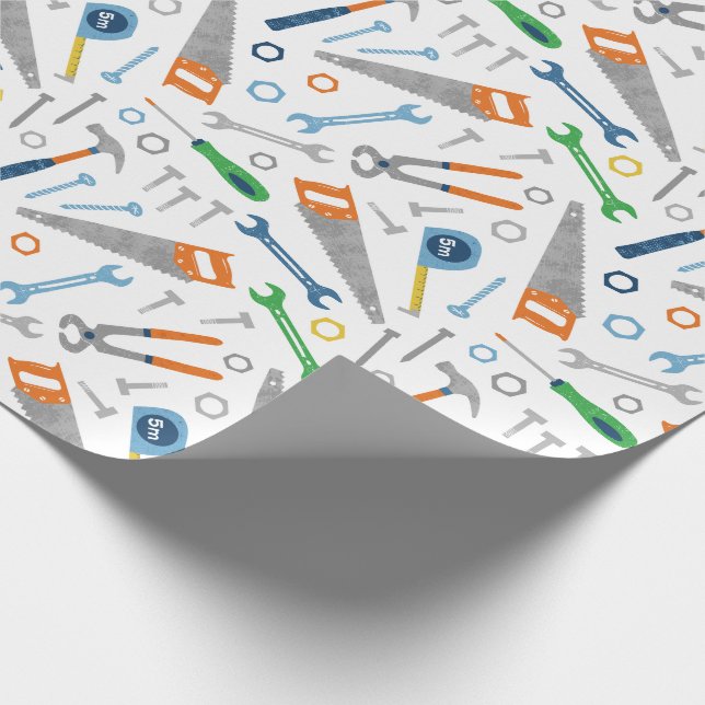 Cool and Cute Tools pattern on white Wrapping Paper (Corner)