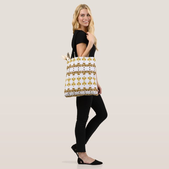 Cool and Elegant Gold Shamrock Pattern St. Patrick Tote Bag (On Model)
