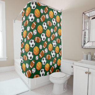 Cool and Fun Different sport theme Pattern Shower Curtain