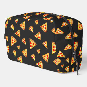 Cool and fun pizza slices pattern dark grey dopp kit