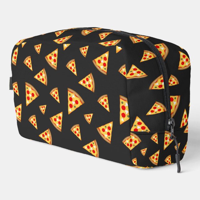 Cool and fun pizza slices pattern dark grey dopp kit (Right Corner)