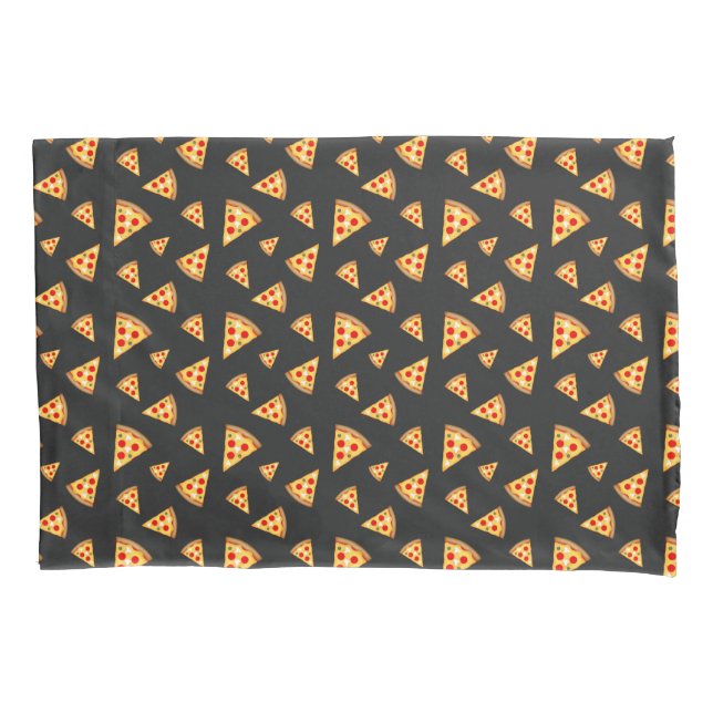 Cool and fun pizza slices pattern dark grey pillowcase (Front)