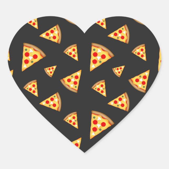 Cool and fun pizza slices pattern heart sticker (Front)