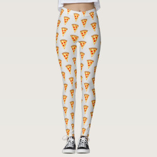Cool and fun pizza slices pattern light gray leggings