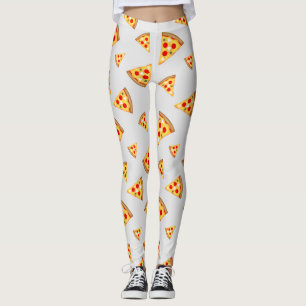 Cool and fun pizza slices pattern light grey leggings