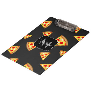 Cool and fun pizza slices pattern Monogram Clipboard