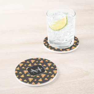 Cool and fun pizza slices pattern Monogram Coaster