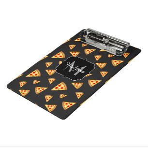 Cool and fun pizza slices pattern Monogram Mini Clipboard