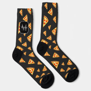 Cool and fun pizza slices pattern Monogram Socks