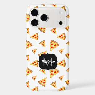 Cool and fun pizza slices pattern Monogram white