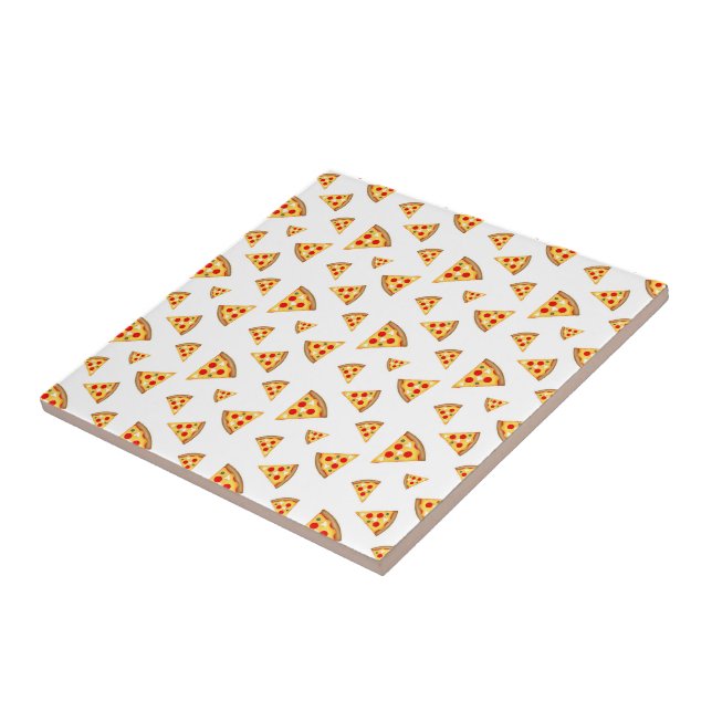 Cool and fun pizza slices pattern on white tile (Side)