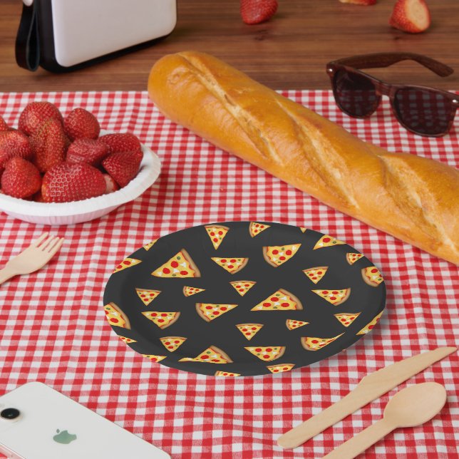 Cool and fun pizza slices pattern paper plate (Picnic)