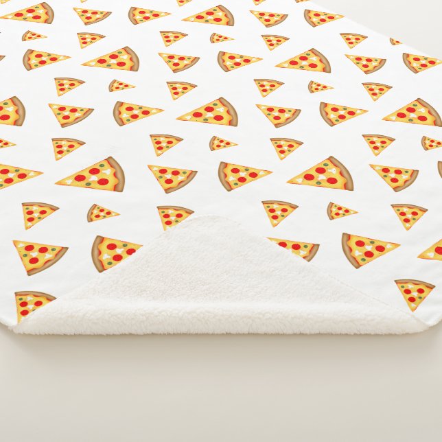 Cool and fun pizza slices pattern white sherpa blanket (3/4)