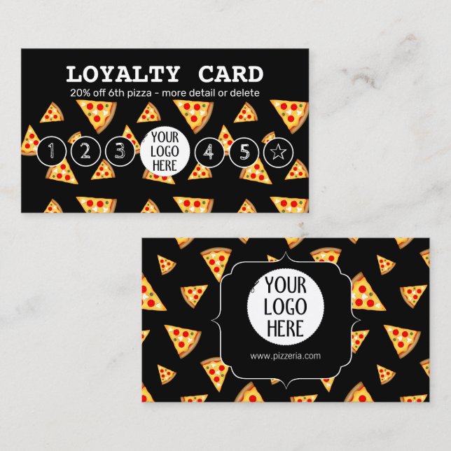 Cool and fun pizza slices pattern Your logo Loyalty Card (Front/Back)