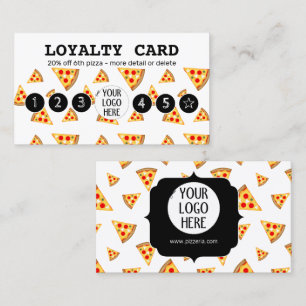 Cool and fun pizza slices pattern Your logo white Loyalty Card