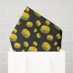 Cool and fun yummy burger pattern dark grey tissue paper
