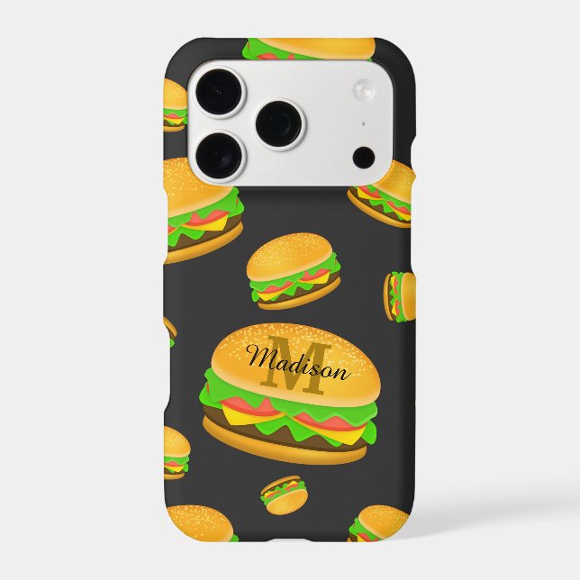 Cool and fun yummy burger pattern Monogram (Back)