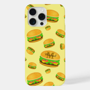 Cool and fun yummy burger pattern Monogram yellow  iPhone 15 Pro Max Case