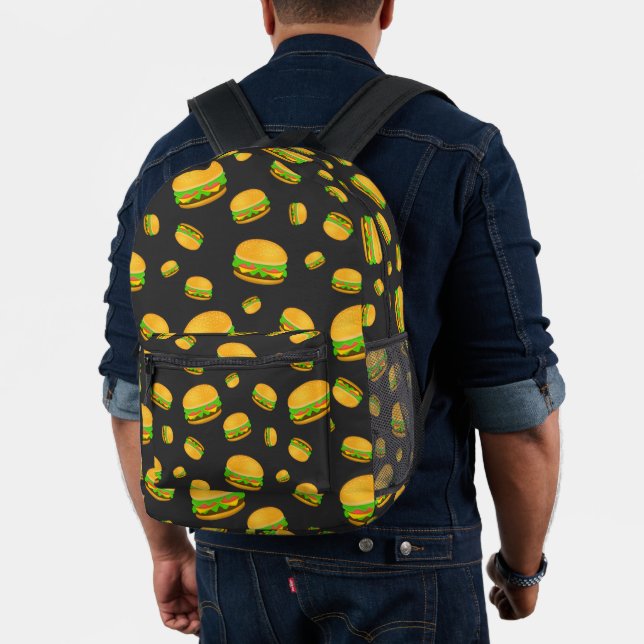 Cool and fun yummy burger pattern printed backpack (Insitu (Model))
