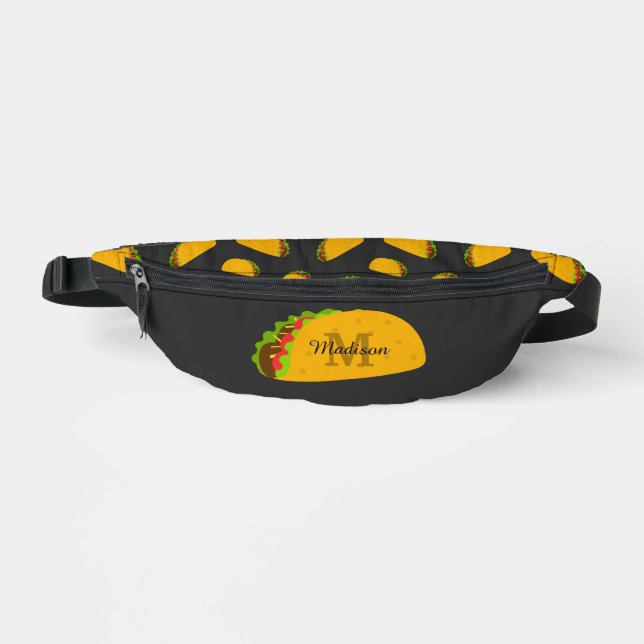 Cool and fun yummy taco pattern custom Monogram  Bum Bags (Front)