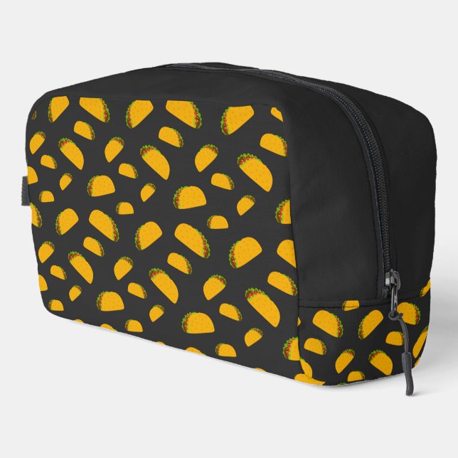 Cool and fun yummy taco pattern dark grey dopp kit (Right Corner)