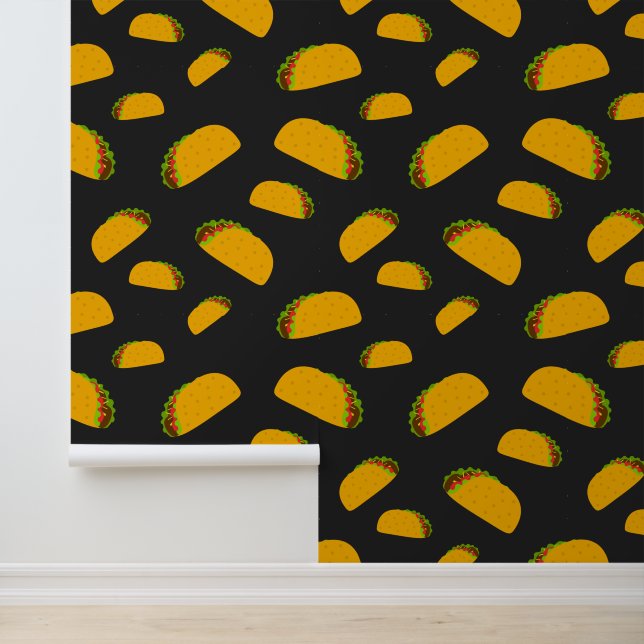Cool and fun yummy taco pattern dark grey wallpaper (Application)